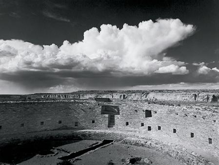"Passing Thunderhead" The Great Kiva at Casa Rinconada, the largest ceremonial sturcture in Chaco Canyon, NM 1984