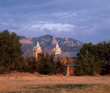"The Santuario de San Lorenzo" In Bernalillo, NM, against the backdrop of the Sandia Mountains, 1992