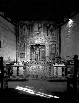 "Morning, Our Lord of Esquipulas" Unusually deserted interior, Santuario de Chimayo (built 1816), Chimayo, NM, 1989